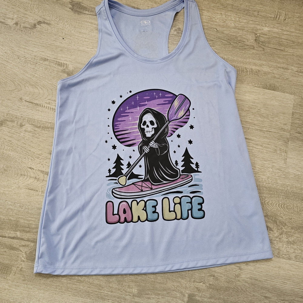 Lake Life Graphic Women's Swim Tank Top - Light Purple